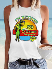 Women's I'm Retired It's 5 O'clock Everywhere Parrot Print Casual Vest