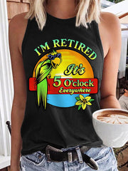 Women's I'm Retired It's 5 O'clock Everywhere Parrot Print Casual Vest