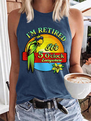 Women's I'm Retired It's 5 O'clock Everywhere Parrot Print Casual Vest