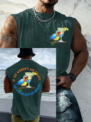 Men's If We Weren't All Crazy We Would Go Insane Parrot Print Casual Tank Top