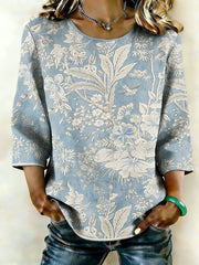 Women's Floral Art Linen Shirt