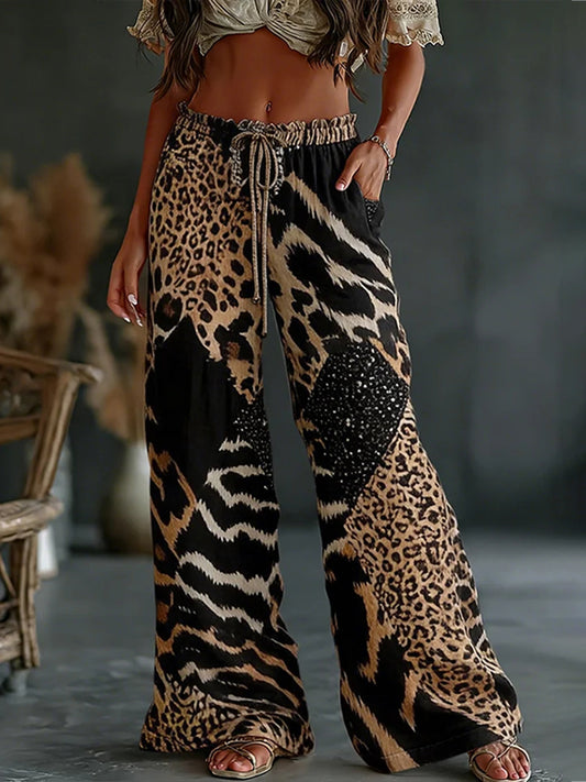 Women's Vintage Leopard Print Casual Pants
