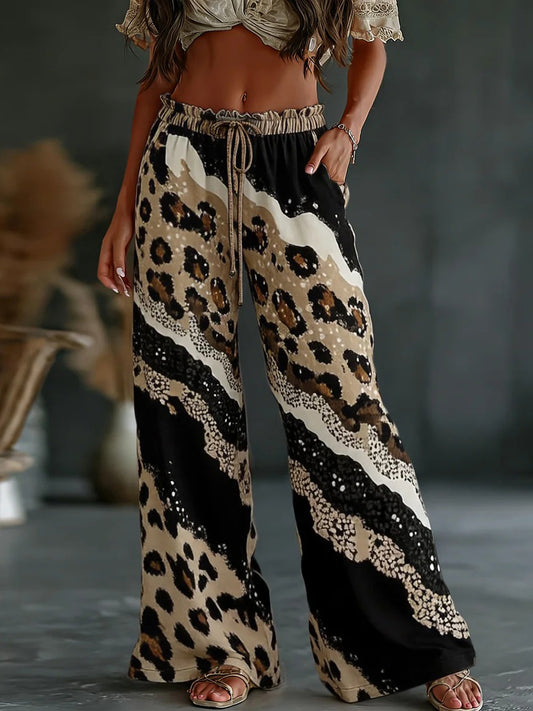 Women's Vintage Leopard Print Casual Pants
