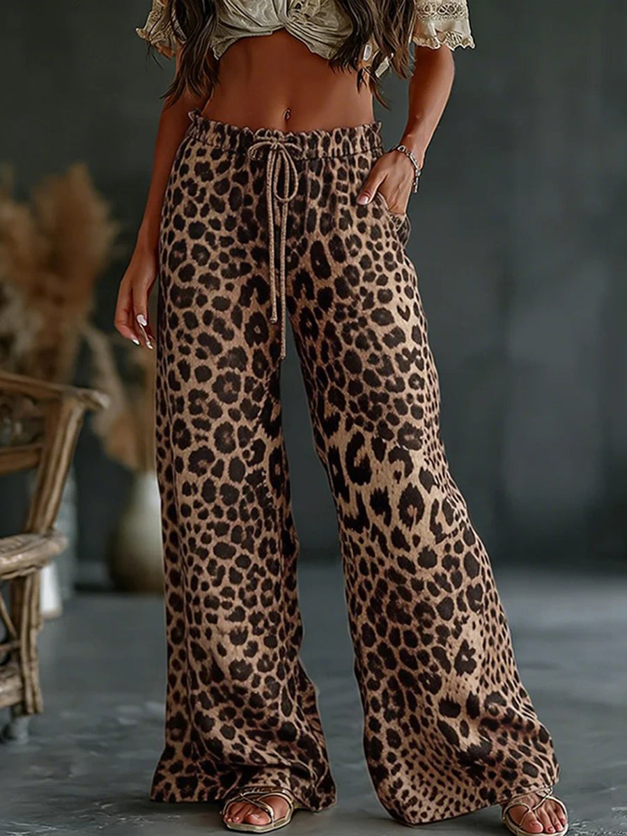 Women's Vintage Leopard Print Casual Pants