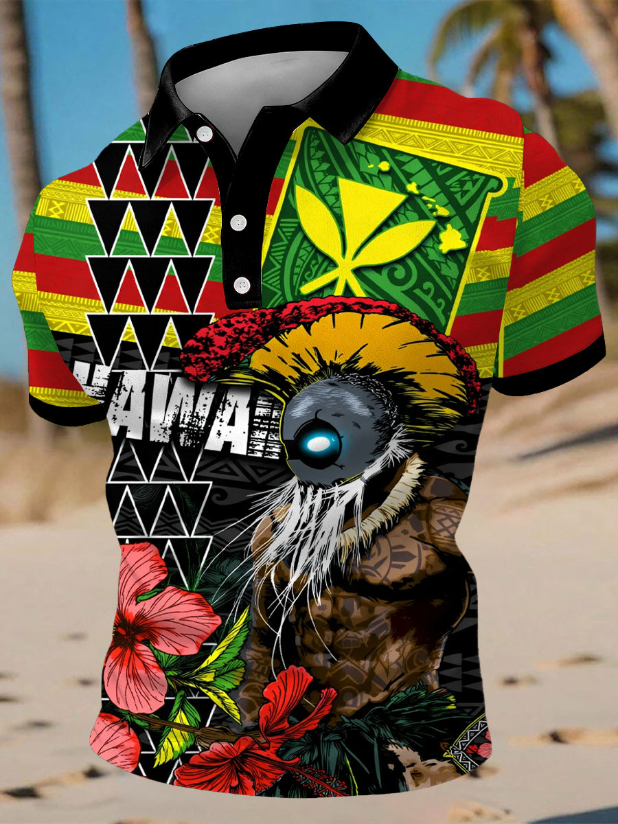 Men's Hawaii Ikaika Warrior Print Casual Top