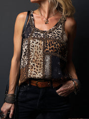 Women's sleeveless leopard print tops