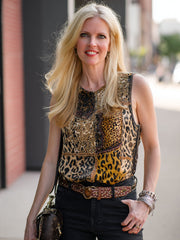 Women's sleeveless leopard print tops