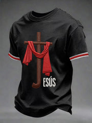 Men's Jesus Print Casual T-Shirt