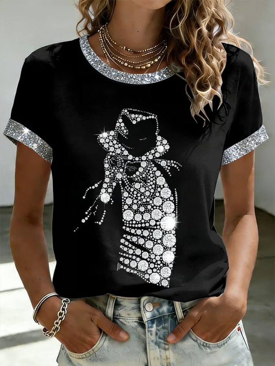 Women's Pop Music Inspired Short Sleeves T-shirt