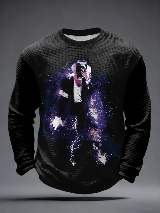 Men's Pop Music Inspired Waffle Long Sleeve T-Shirt