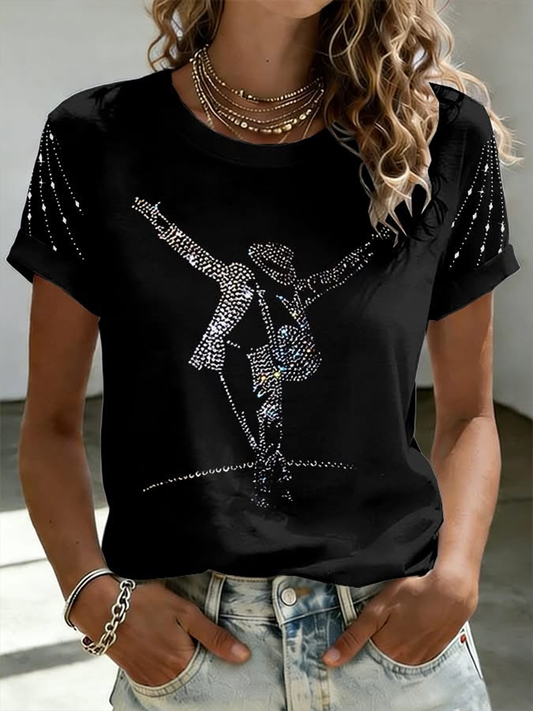 Women's Pop Music Inspired Short Sleeves T-shirt