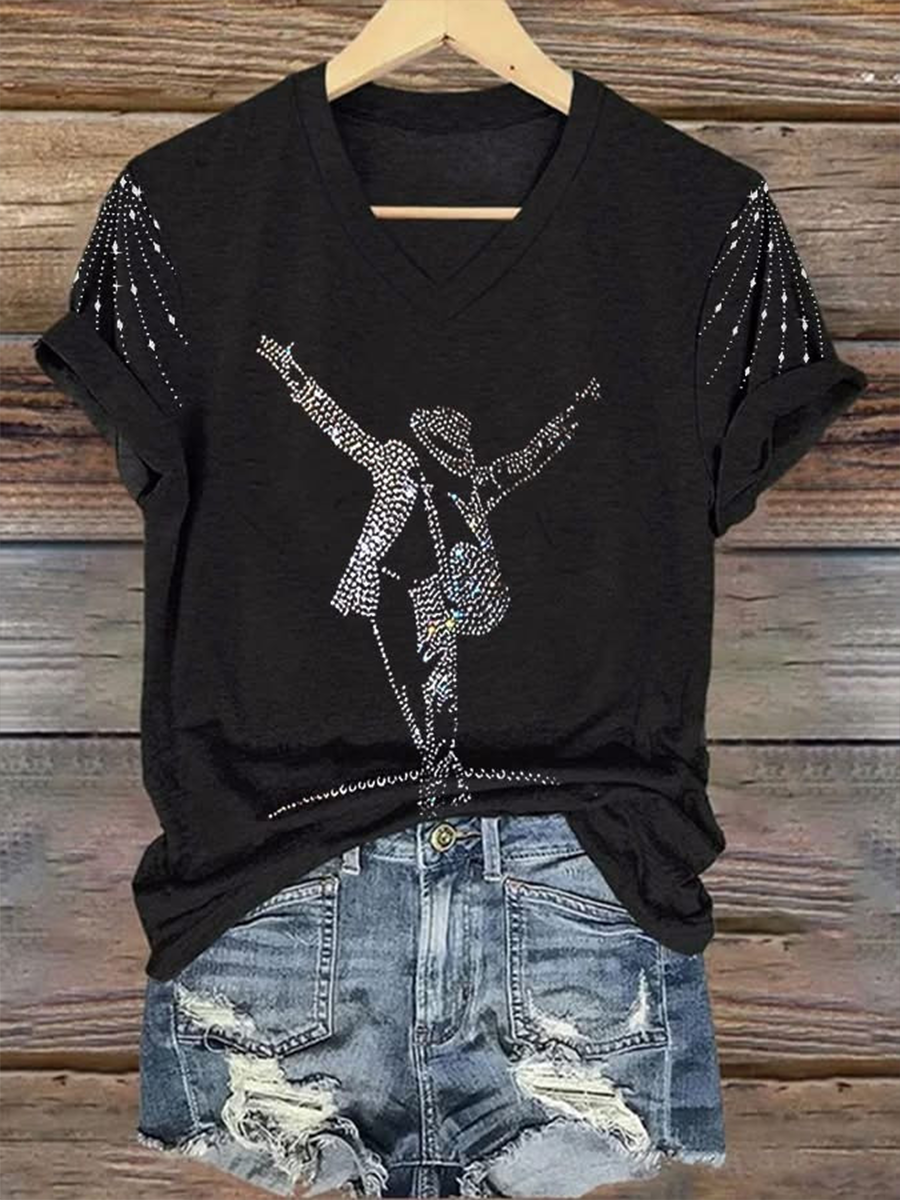 Women's Pop Music Inspired Short Sleeves T-shirt