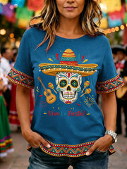 Women's Cinco De Mayo Print Casual Ruffle Sleeve Tee