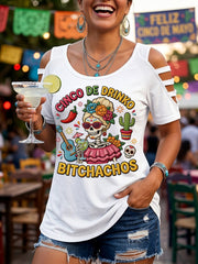 Women's Funny Cinco de Drinko Bitchachaos Print Casual Top