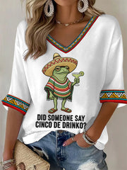 Women's Funny Frog Did Someone Say Cinco De Drinko? Casual Waffle Top