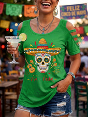 Women's Viva La Fiesta! Skeleton Print Casual Top