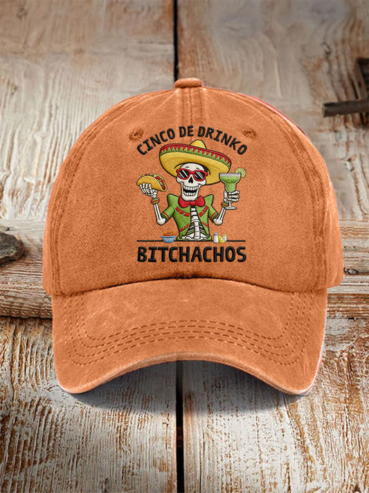 Unisex Funny Cinco De Mayo Bitchachos Skull Print Hat