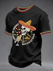 Men's Funny Cinco De Mayo Bitchachos Skull Print Tee