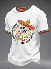 Men's Funny Cinco De Mayo Bitchachos Skull Print Tee