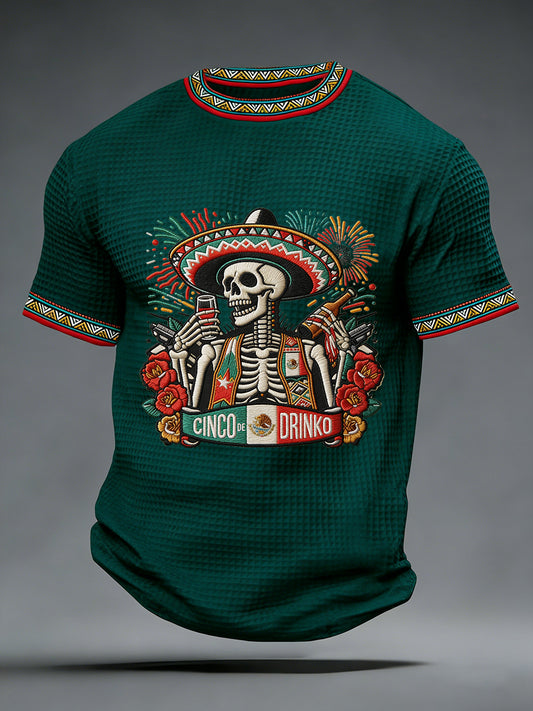 Men's Cinco De Mayo Print Waffle  Short-Sleeve T-shirt