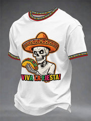 Men's Viva La Fiesta! Skeleton Print Casual Tee