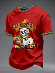 Men's Viva La Fiesta! Skeleton Print Casual Tee