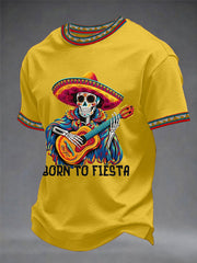 Men's Born To Fiesta Skeleton Print Casual Tee