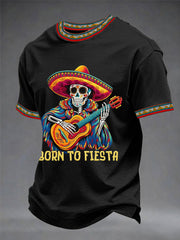 Men's Born To Fiesta Skeleton Print Casual Tee