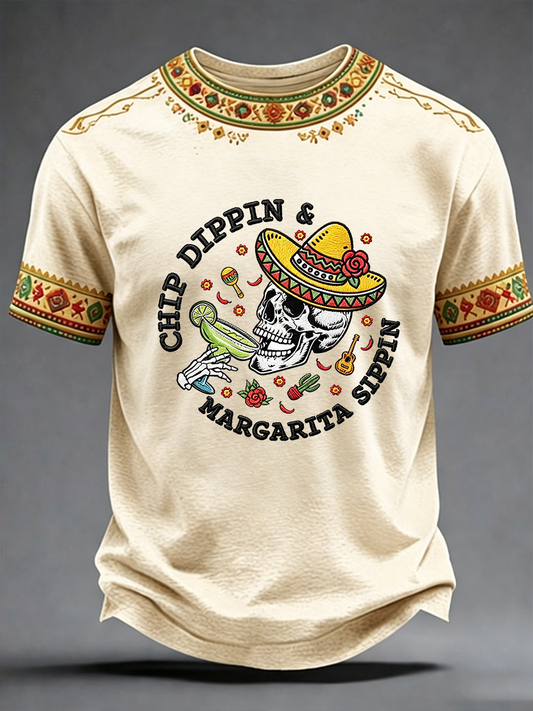 Men's CHIP DIPPIN & MARGARITA SIPPIN Short Sleeves T-shirt