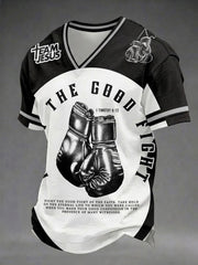 Men's Fight The Good Fight Christian Printed V-neck T-shirt