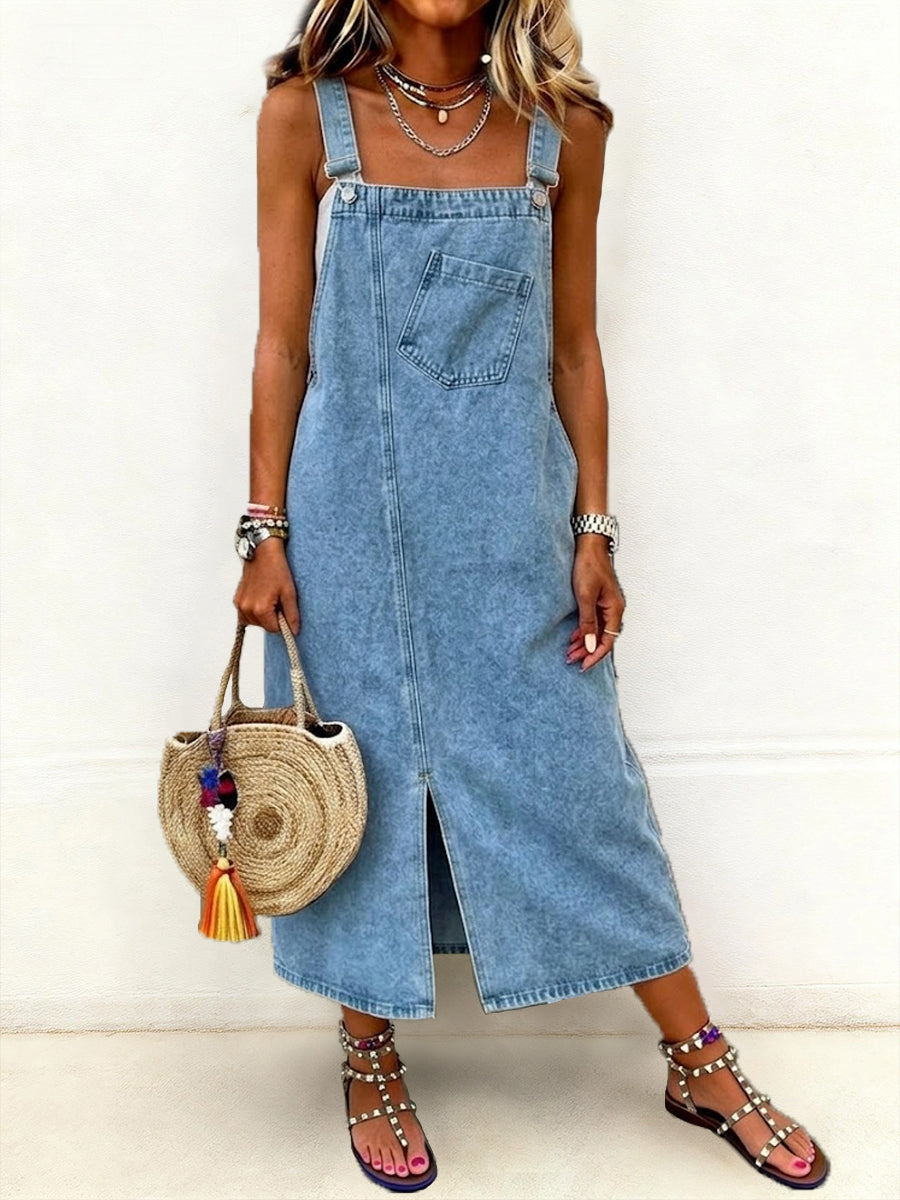 Women's Casual Mid-Length Denim Jumper Dress