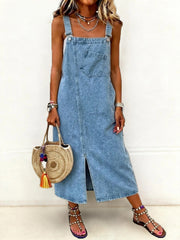 Women's Casual Mid-Length Denim Jumper Dress