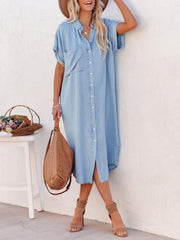 Women's Lightweight Mid-Length Denim-Style Shirt Dress