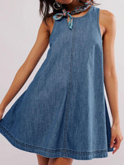 Women's Sleeveless Backless Denim Mini Dress