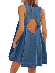 Women's Sleeveless Backless Denim Mini Dress