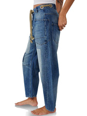 Women's Patchwork Drawstring Jeans
