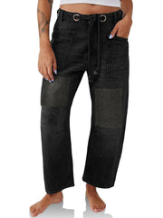 Women's Patchwork Drawstring Jeans