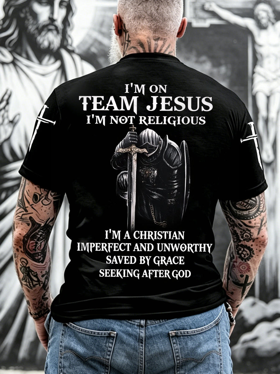 Men's  Team Jesus Christian Print Casual Tee