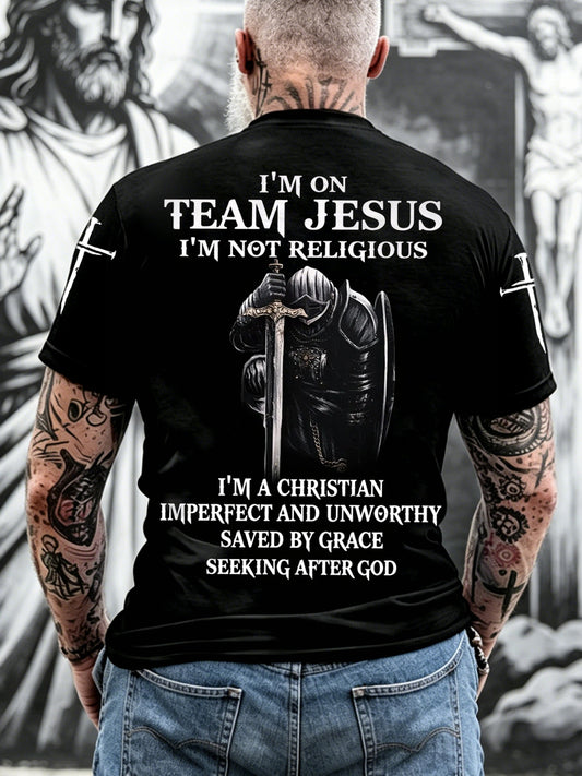 Men's  Team Jesus Christian Print Casual Tee