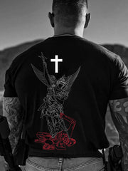 Men's Faith Saint Michae Art Veteran Printed T-shirt