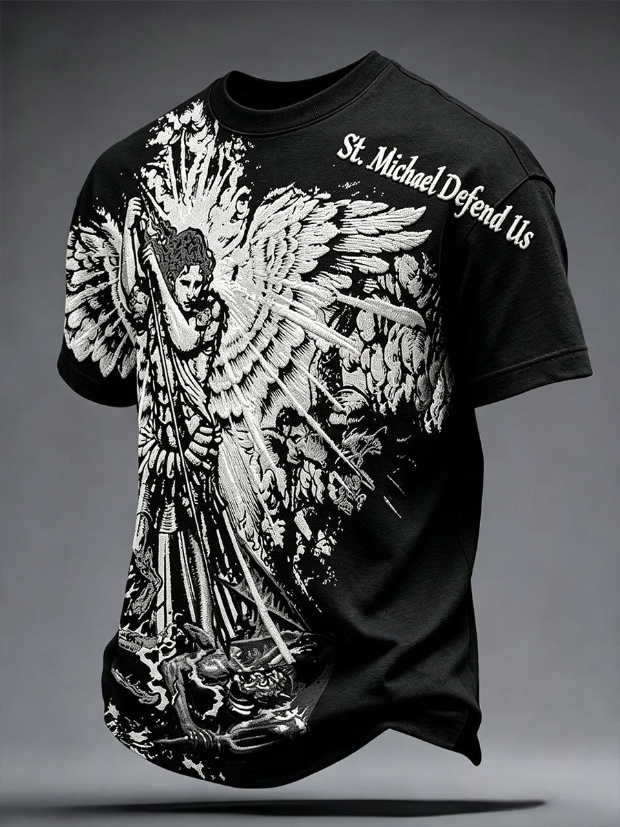 Men's Faith Saint Michae Art Veteran Printed T-shirt