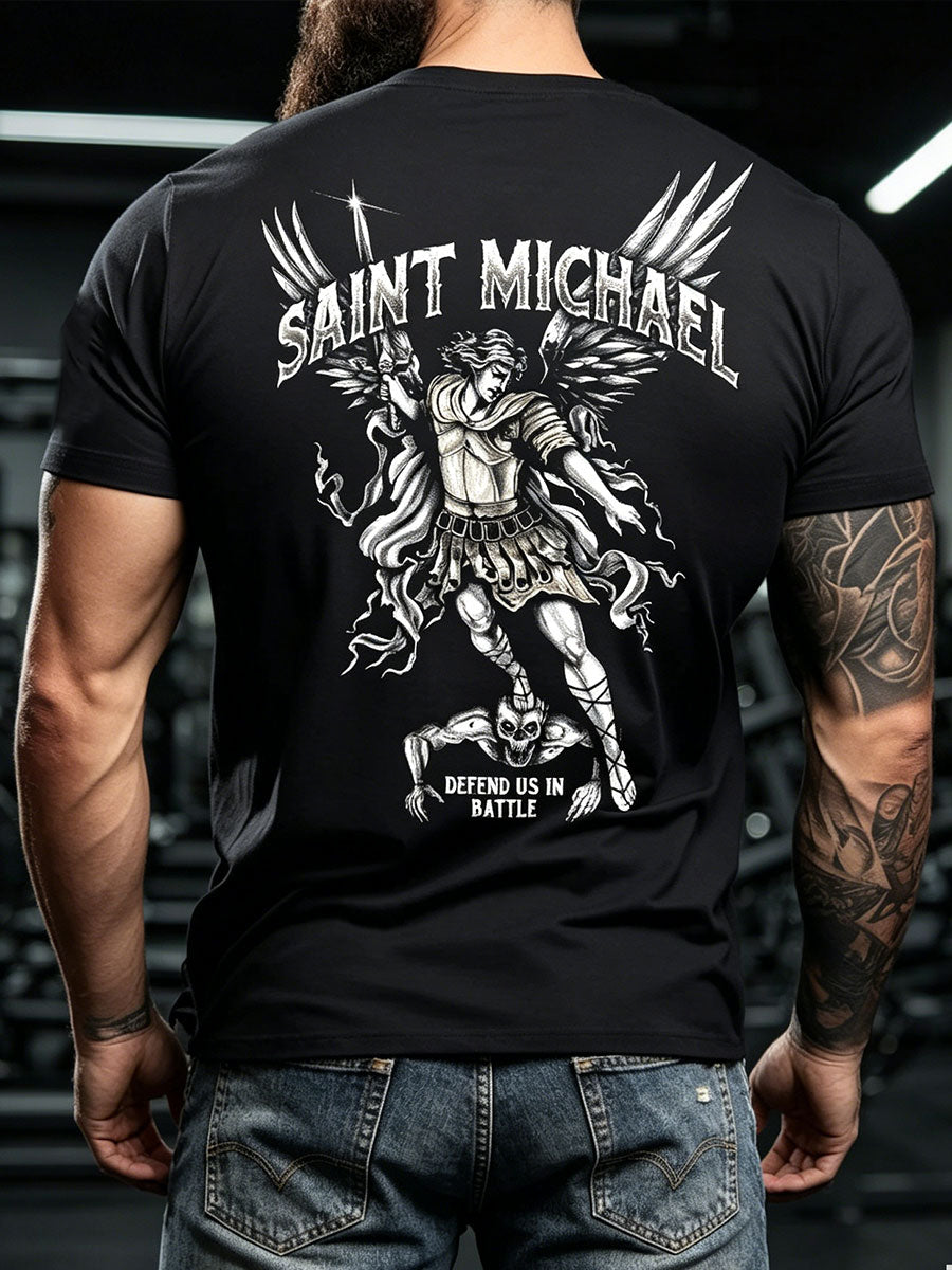 Men's Faith Saint Michae Art Veteran Printed T-shirt
