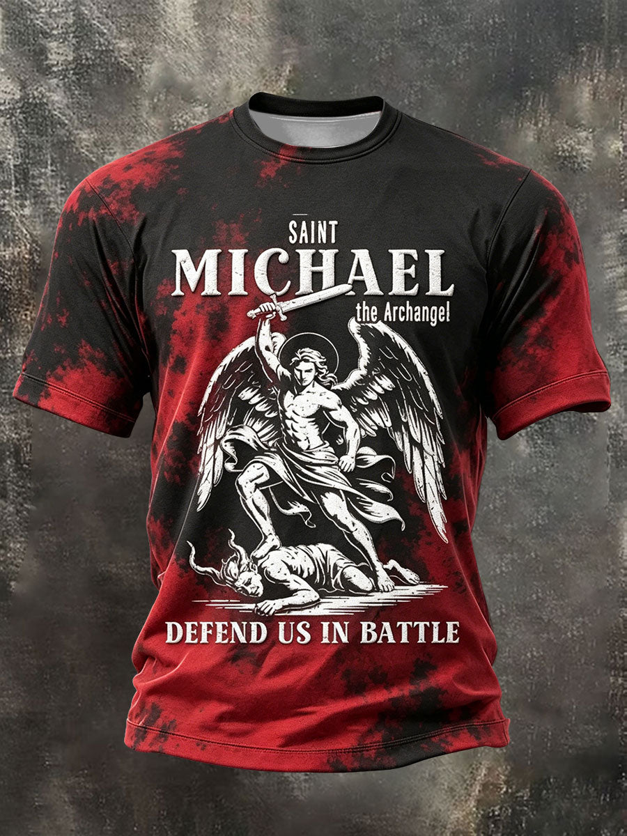 Men's Faith Saint Micheal Printed T-Shirt
