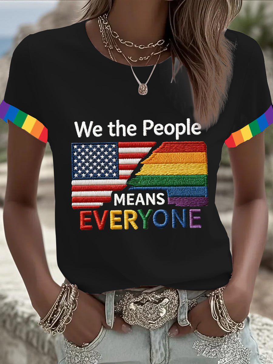 Women's 'We The People Means Everyone' Printed Short Sleeve T-Shirt