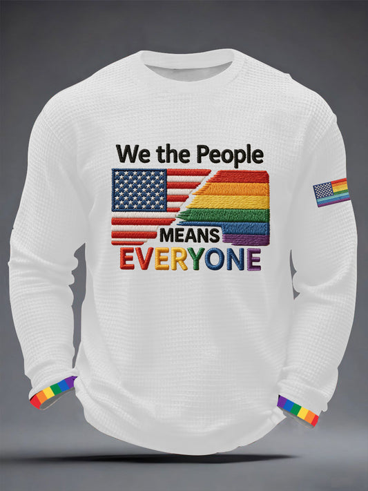 Men's 'We The People Means Everyone' Printed  Waffle Long Sleeve T-Shirt