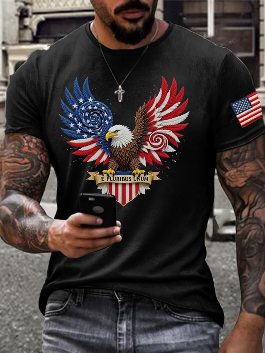 Men's E pluribus unum Printed imitation cotton short-sleeved T-shirt
