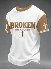 Men's Christian Cross Broken But Chosen Print Tee