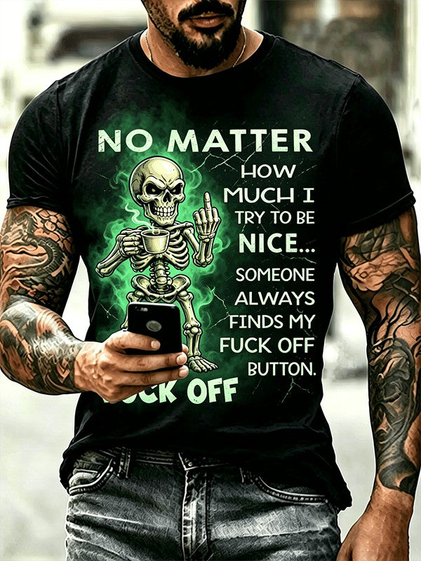 Men's Dark Skull Printed T-shirt