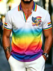Men's Pride Month Rainbow Art Printed Short Sleeve Top