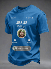Men's Funny Christian Jesus Calling Print Casual Tee
